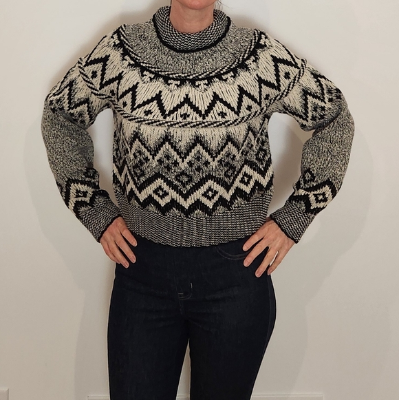 Buffalo David Bitton Sweaters - Buffalo David Bitton Black and Cream Cowl Neck Sweater